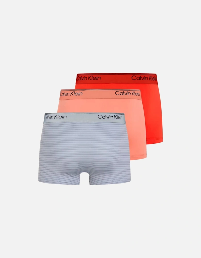 3-Pack Sammie Stripe Microfibre Low-Rise Boxer Trunks, Molten/Coral/Blue