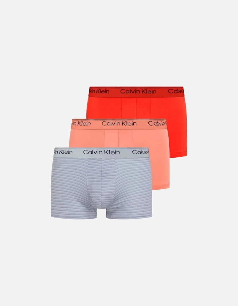 3-Pack Sammie Stripe Microfibre Low-Rise Boxer Trunks, Molten/Coral/Blue