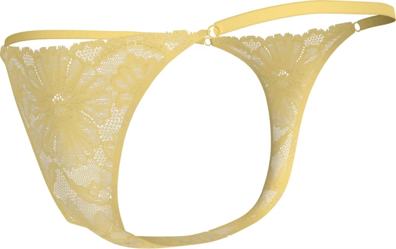 Floral Lace Tanga Thong, Citronella