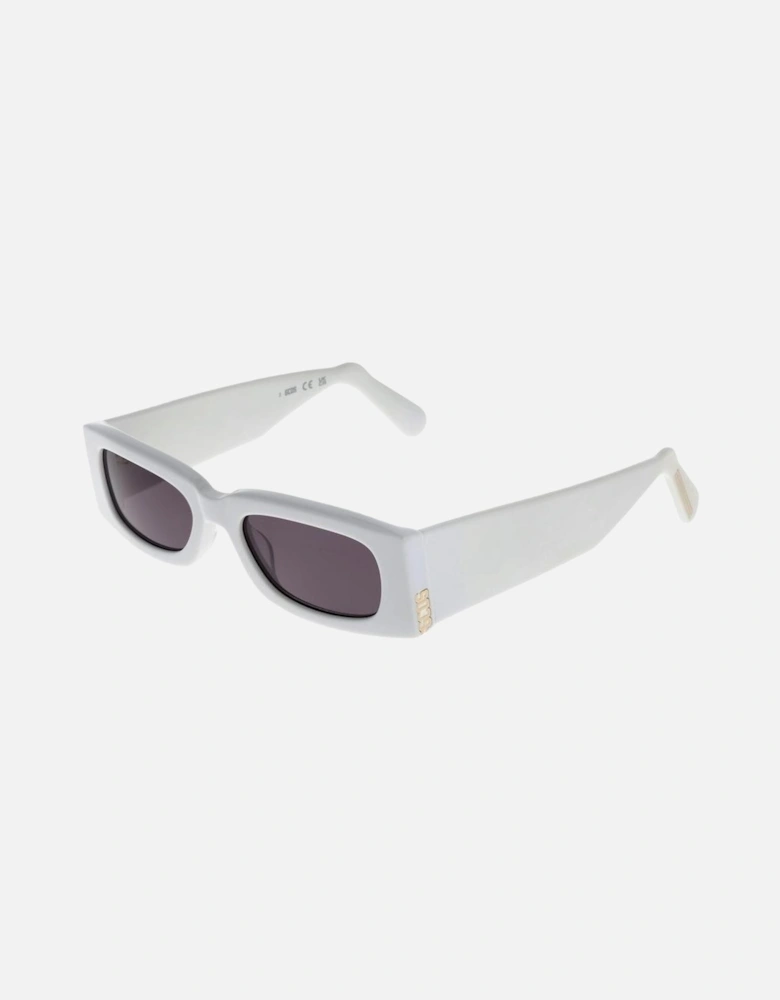 Full-Rim Rectangle Plastic Frame Sunglasses Unisex - White