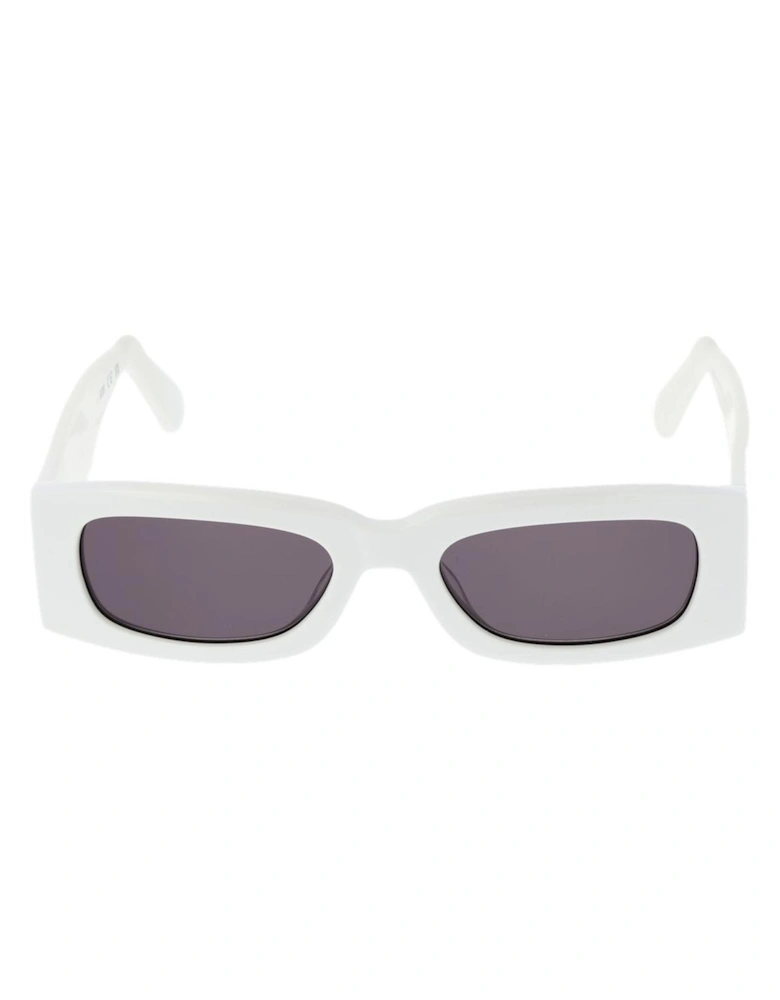 Full-Rim Rectangle Plastic Frame Sunglasses Unisex - White