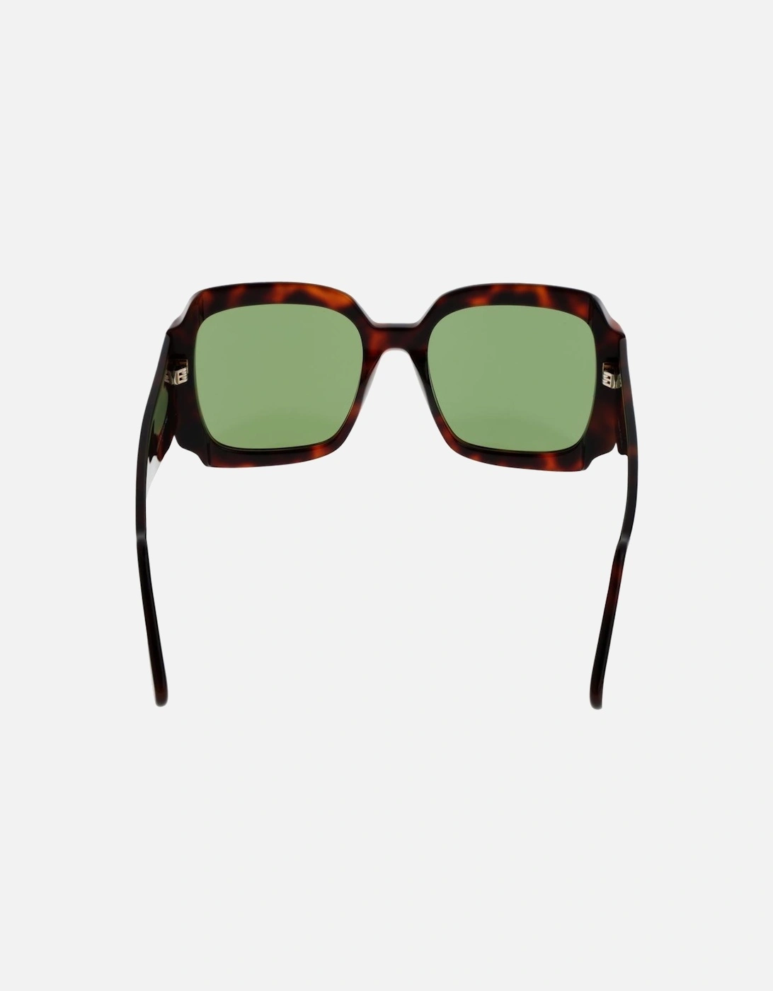 Full-Rim Square Plastic Sunglasses with Green Lenses Unisex - Brown