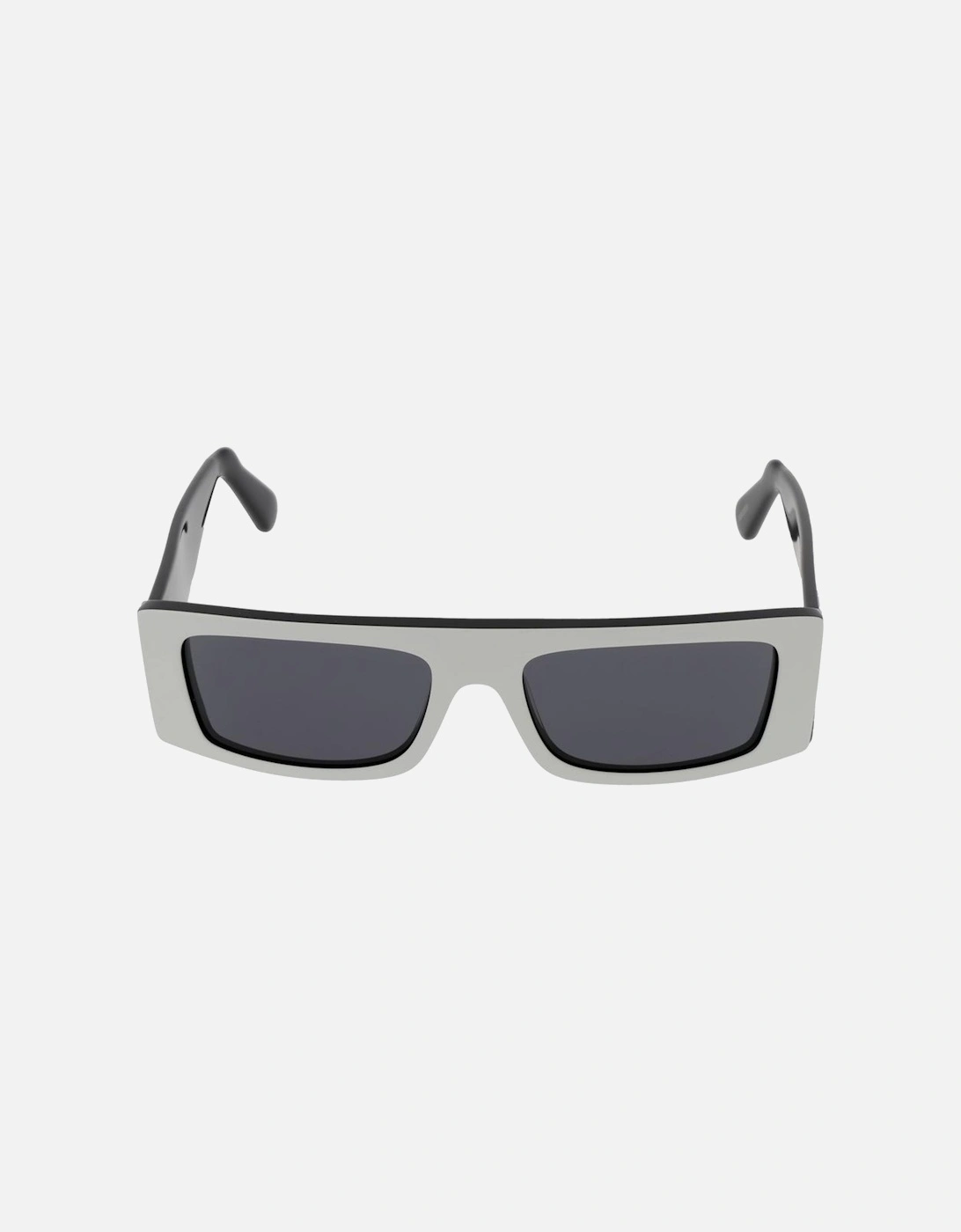 Full-Rim Plastic Rectangle Sunglasses with Grey Lenses Unisex - White