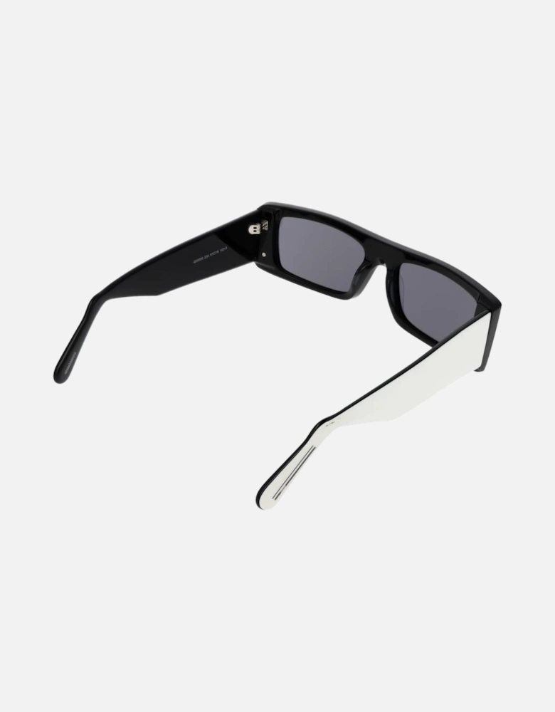 Full-Rim Plastic Rectangle Sunglasses with Grey Lenses Unisex - White