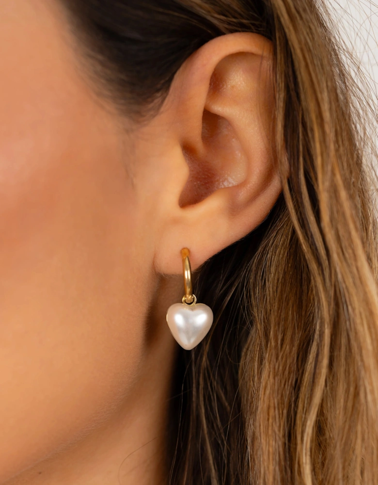 Pearl Heart Drop Earrings