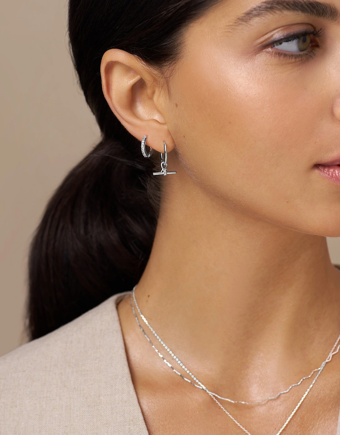 Dainty TBar Knot Small Hoops