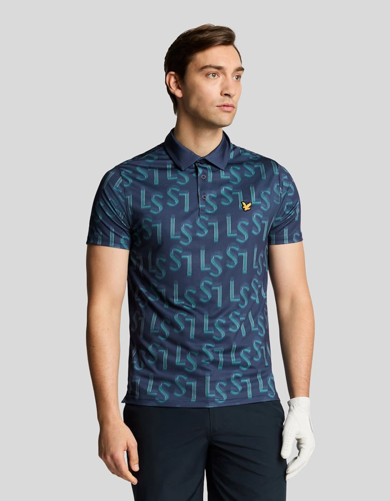 Golf LS Monogram Printed Polo Shirt