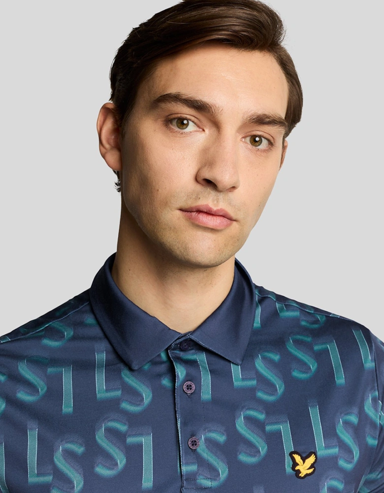 Golf LS Monogram Printed Polo Shirt