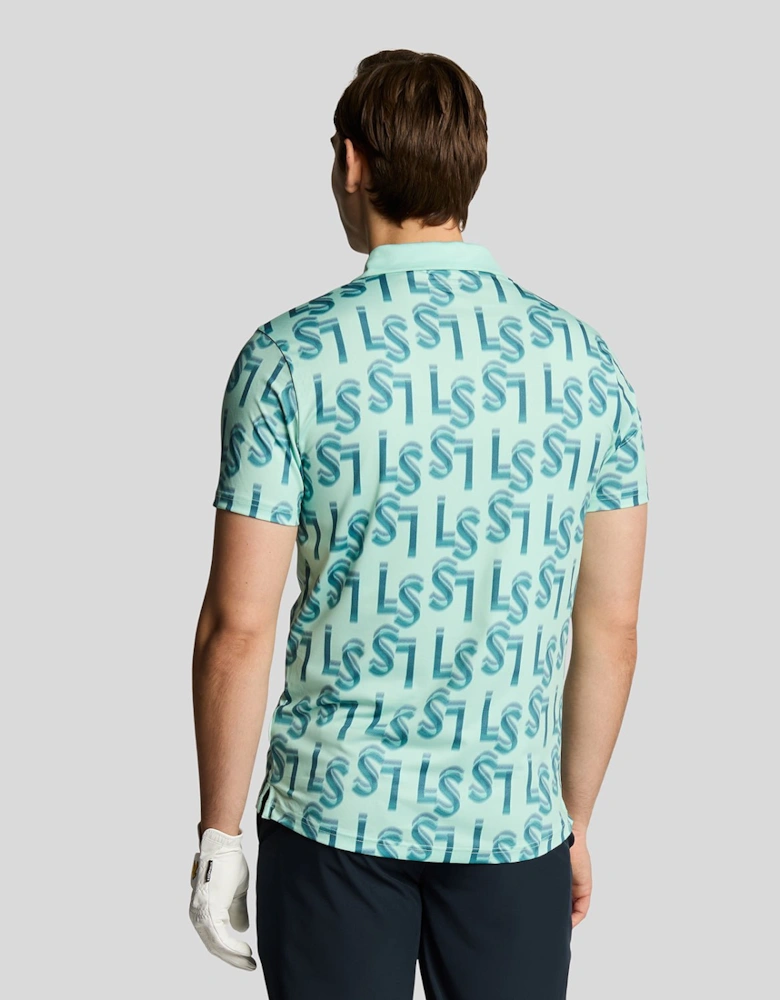 Golf LS Monogram Printed Polo Shirt