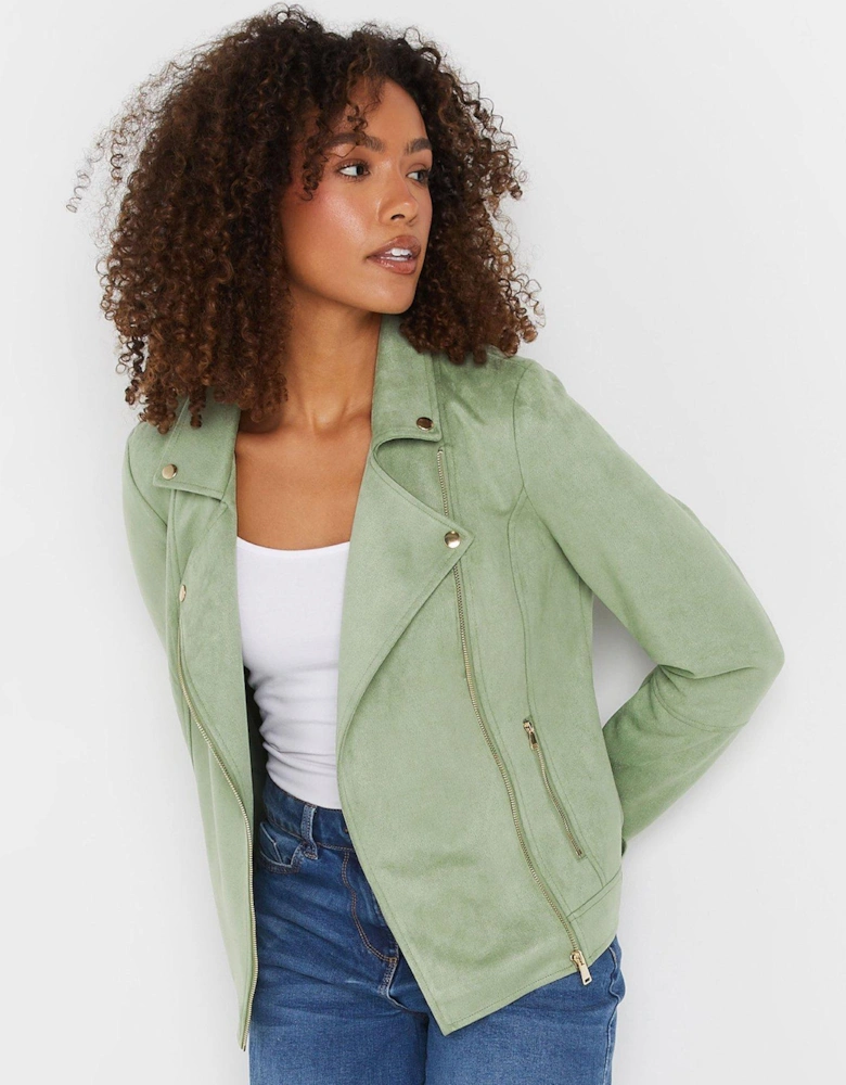 Suede Biker Jacket - Green