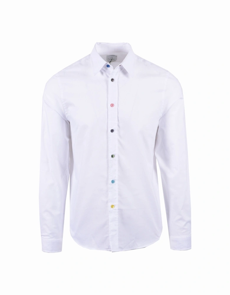 Sport Stripe Button Shirt White