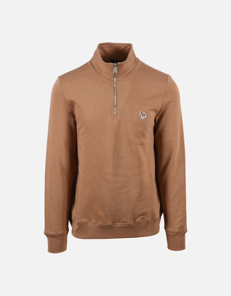 Reg Fit Half Zip Sweatshirt Brown