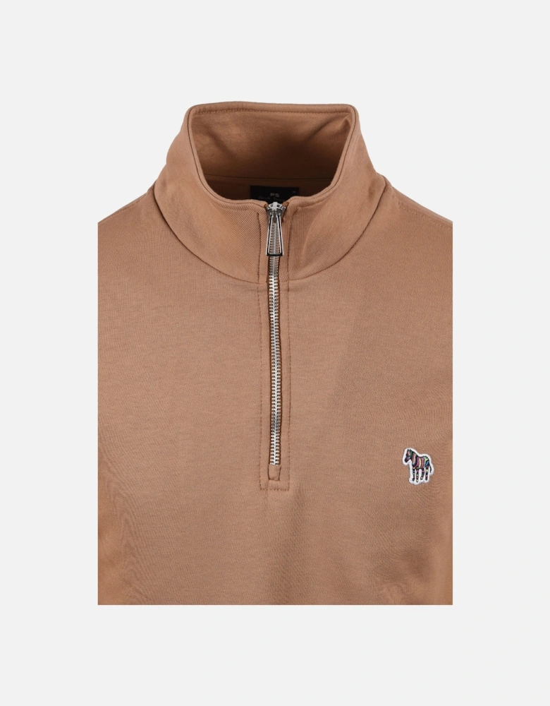 Reg Fit Half Zip Sweatshirt Brown