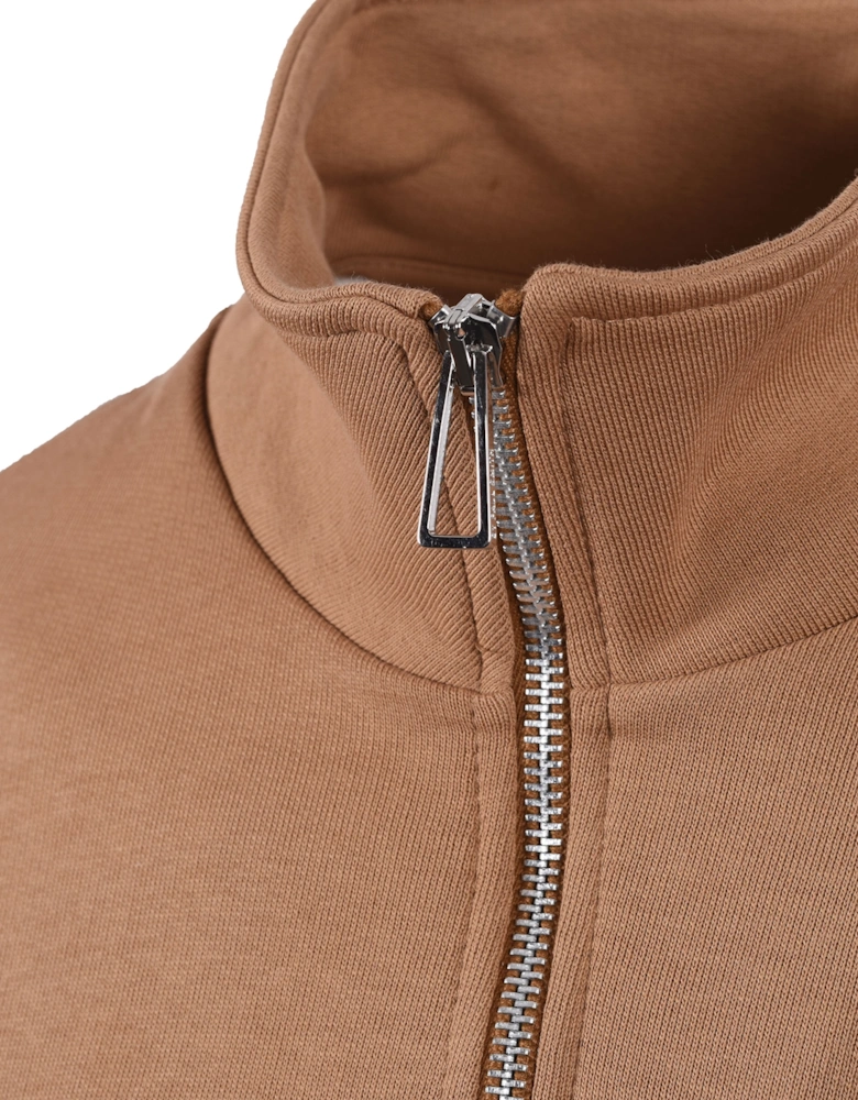 Reg Fit Half Zip Sweatshirt Brown