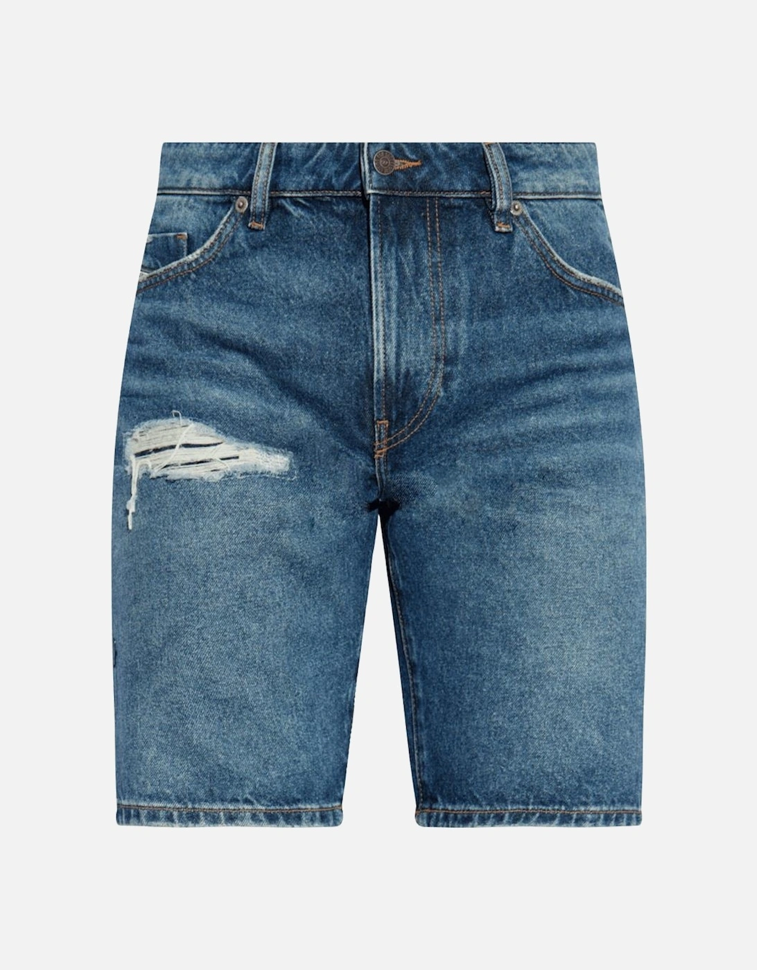 D-FIN Distressed Light Wash Blue Denim Shorts, 4 of 3