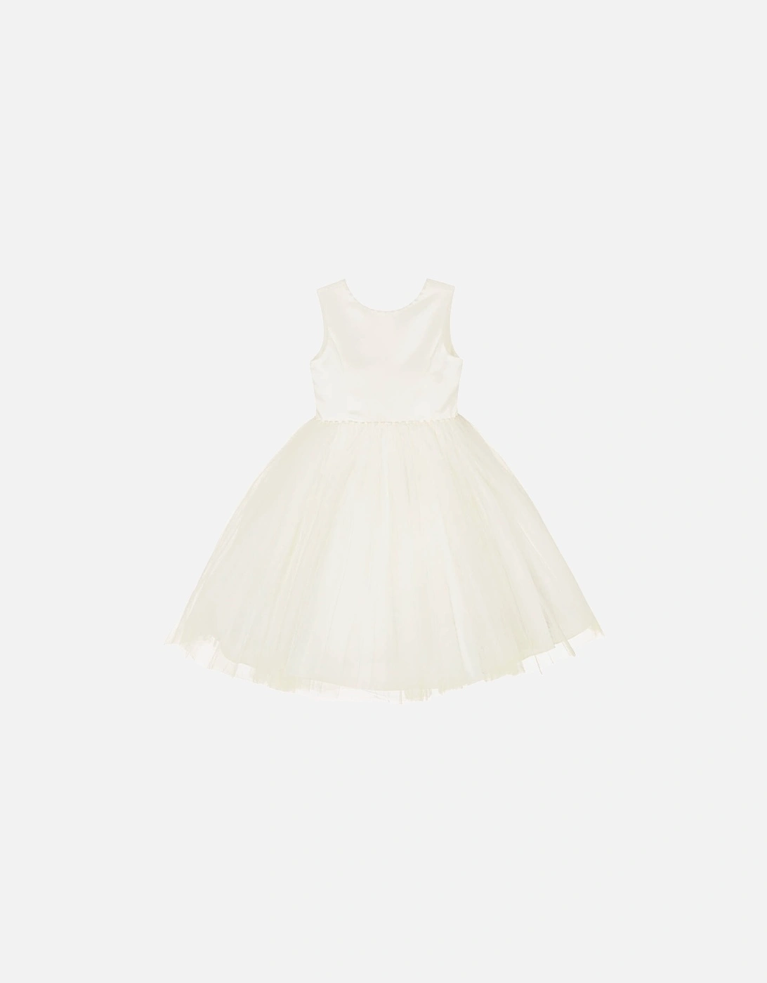 Girls Ivory Pearl V Back Ballerina Length Dress