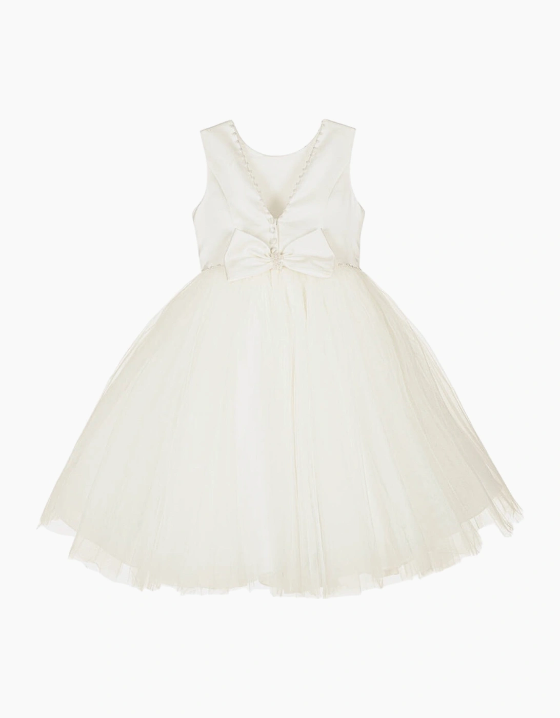 Sarah Louise Girls Ivory Pearl V Back Ballerina Length Dress - White - Size: 4 years