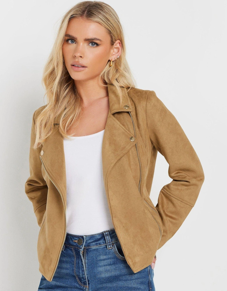 Suede Biker Jacket - Natural