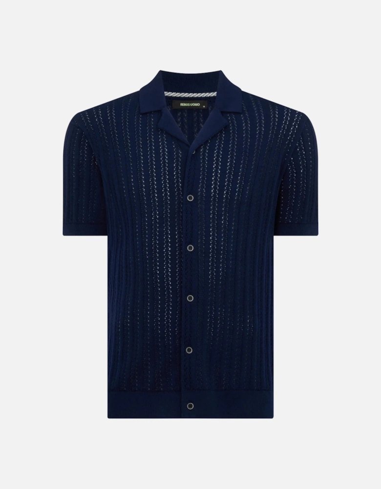 Knitted Cuban Shirt 29 Navy