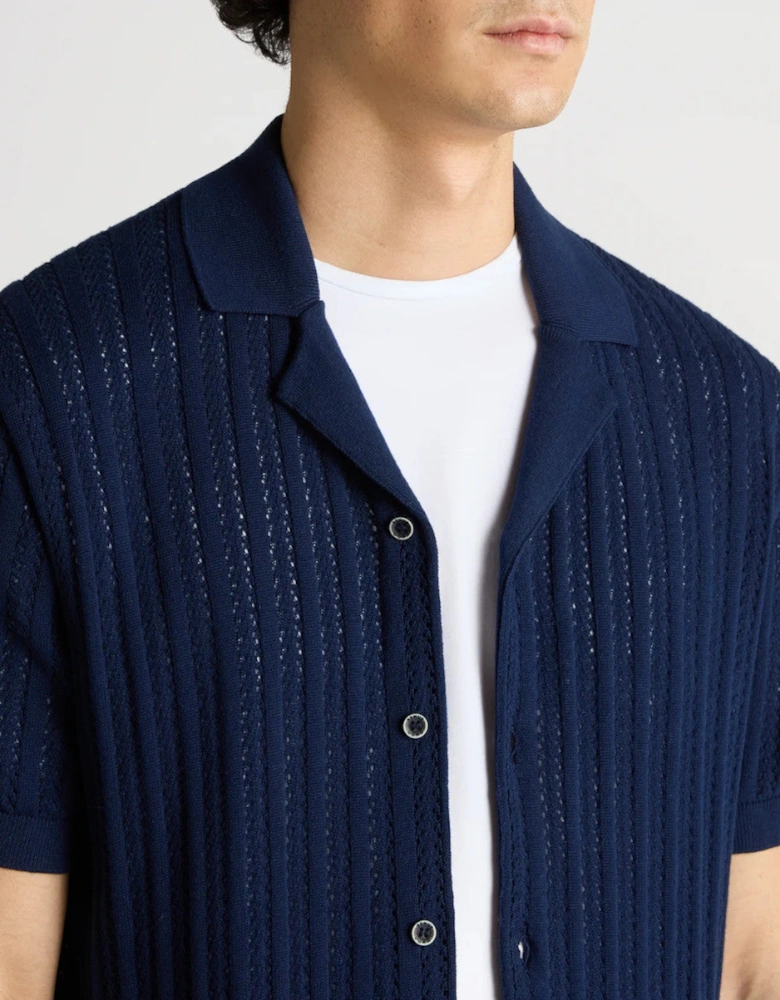 Knitted Cuban Shirt 29 Navy