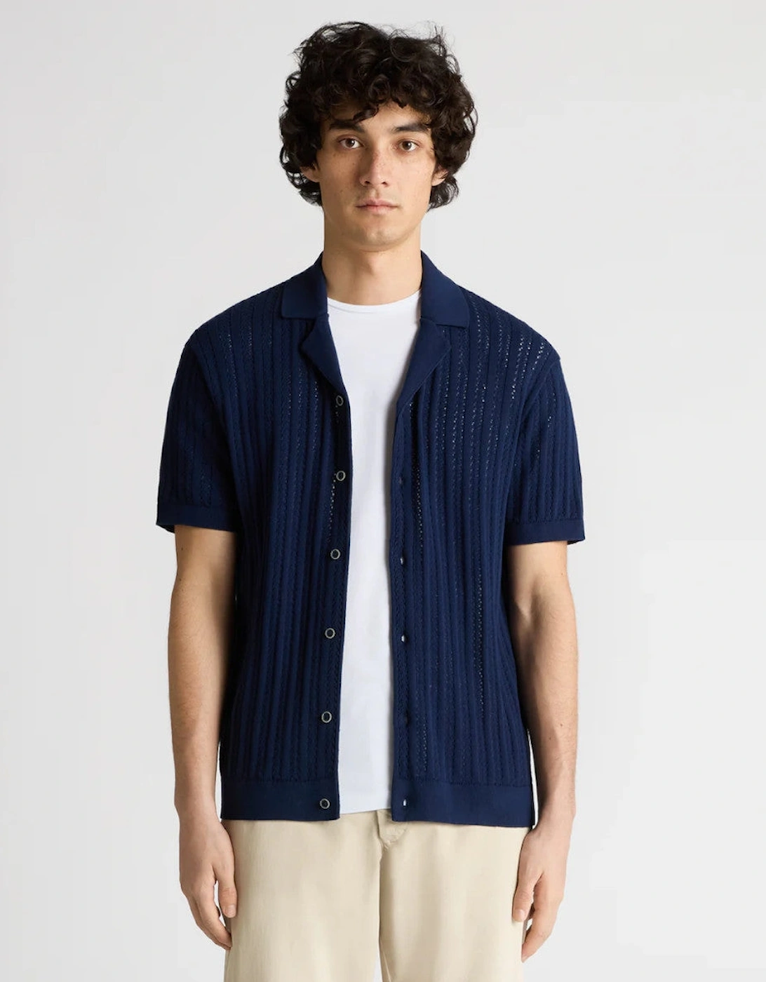 Knitted Cuban Shirt 29 Navy