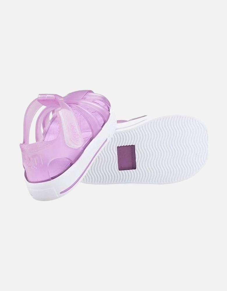 Girls Lilac Velcro Strap Jelly Sandals