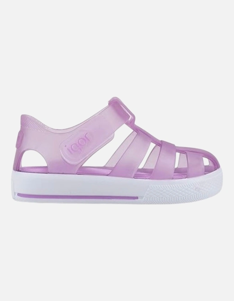 Girls Lilac Velcro Strap Jelly Sandals