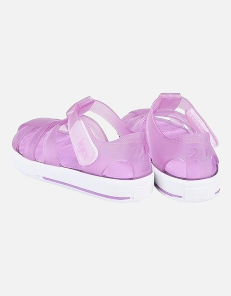 Girls Lilac Velcro Strap Jelly Sandals