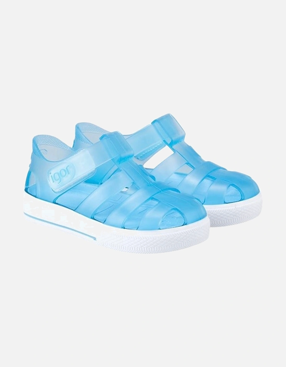 Pale Blue Velcro Strap Jelly Sandals, 5 of 4