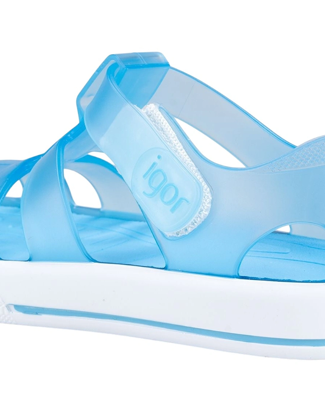 Pale Blue Velcro Strap Jelly Sandals