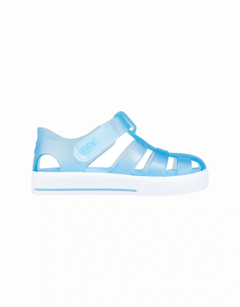 Pale Blue Velcro Strap Jelly Sandals