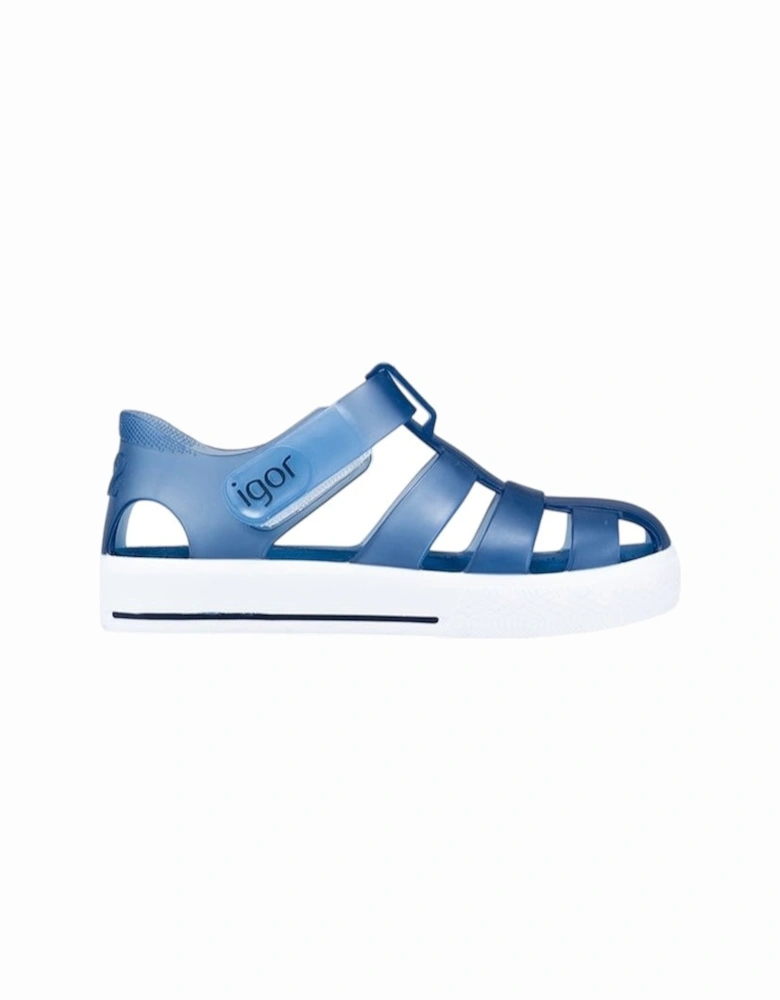 Boys Navy Velcro Strap Jelly Sandals