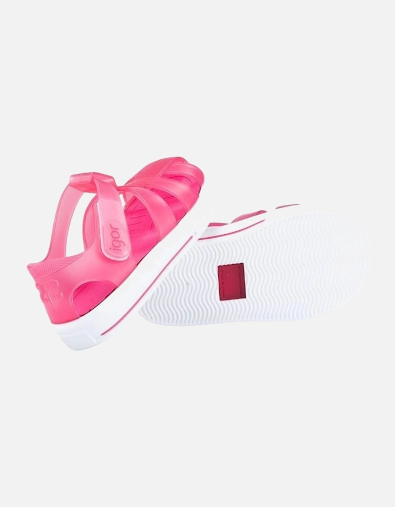 Girls Fuchsia Velcro Strap Jelly Sandals