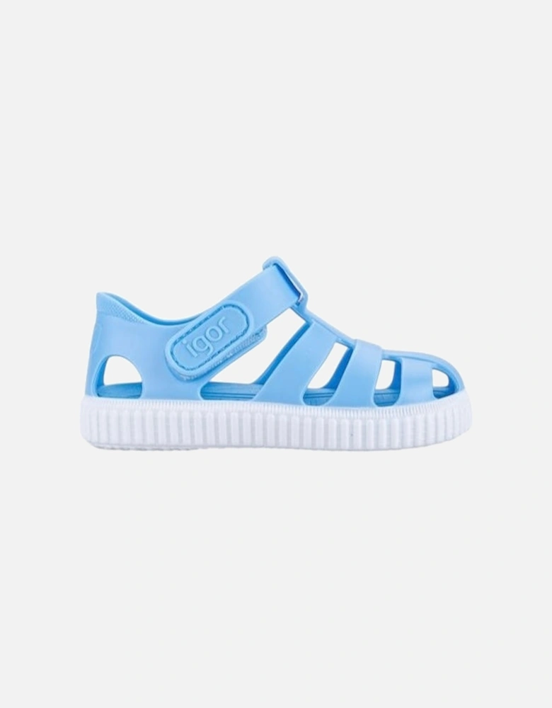 Boys Pale Blue Velcro Strap Jelly Sandals