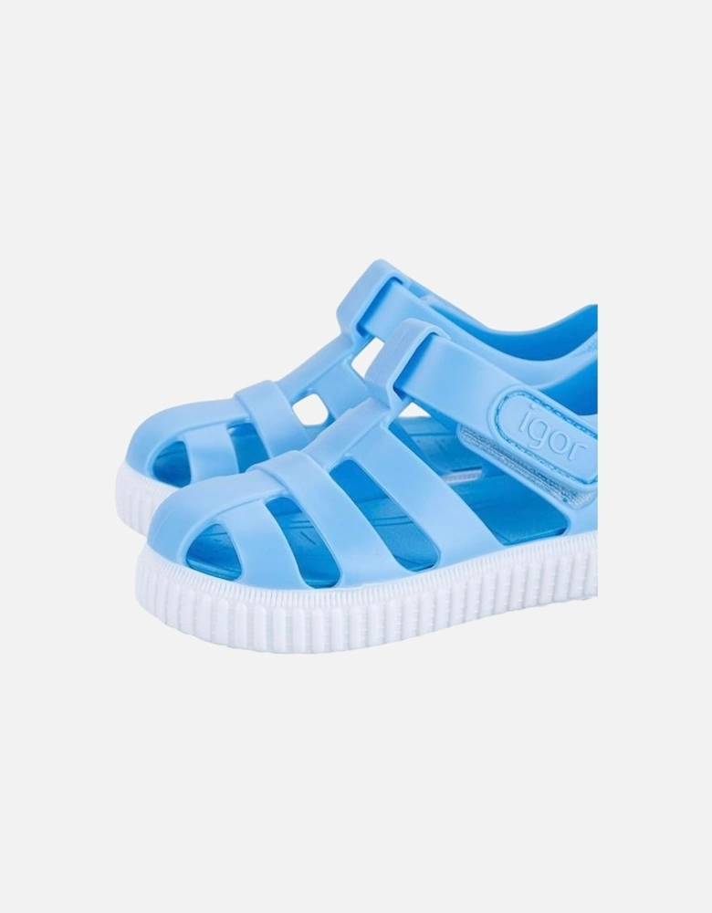 Boys Pale Blue Velcro Strap Jelly Sandals