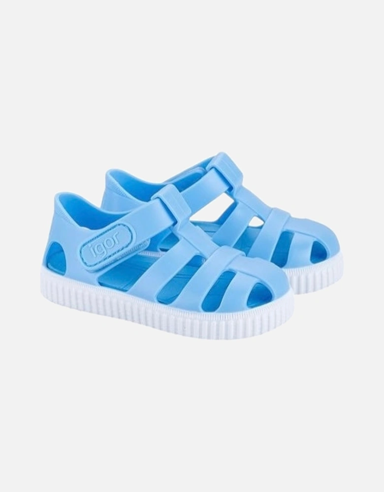 Boys Pale Blue Velcro Strap Jelly Sandals