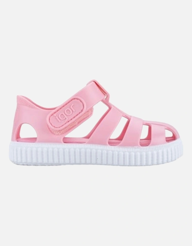 Girls Pale Pink Velcro Strap Jelly Sandals