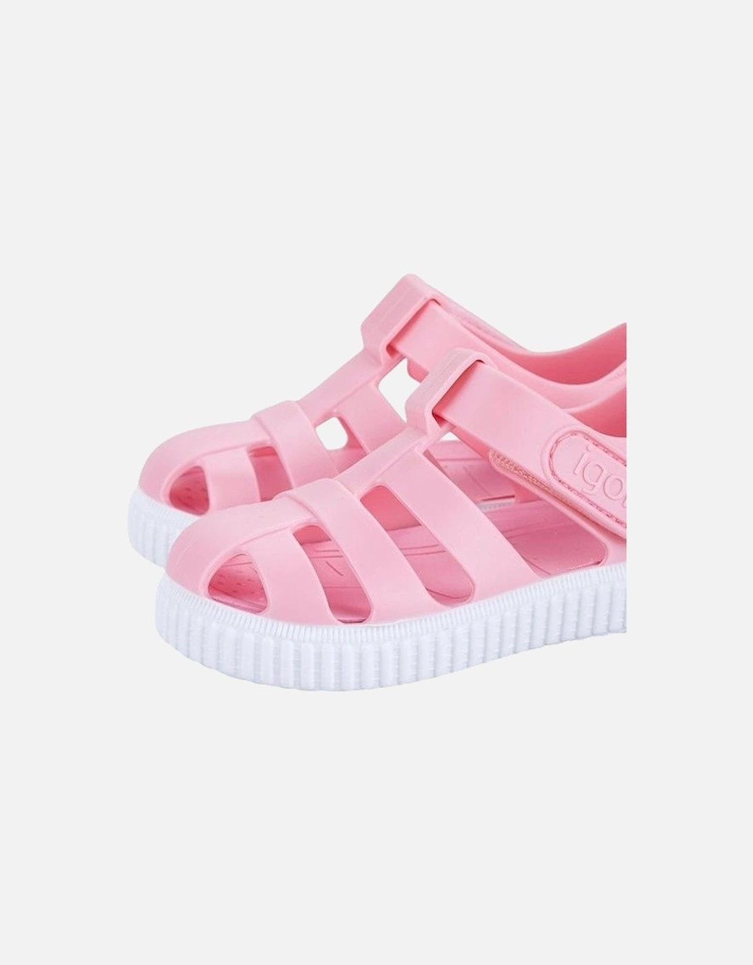 Girls Pale Pink Velcro Strap Jelly Sandals