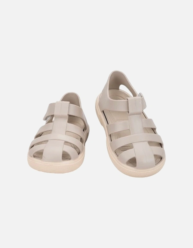 Sand Two Tone Velcro Strap Jelly Sandals