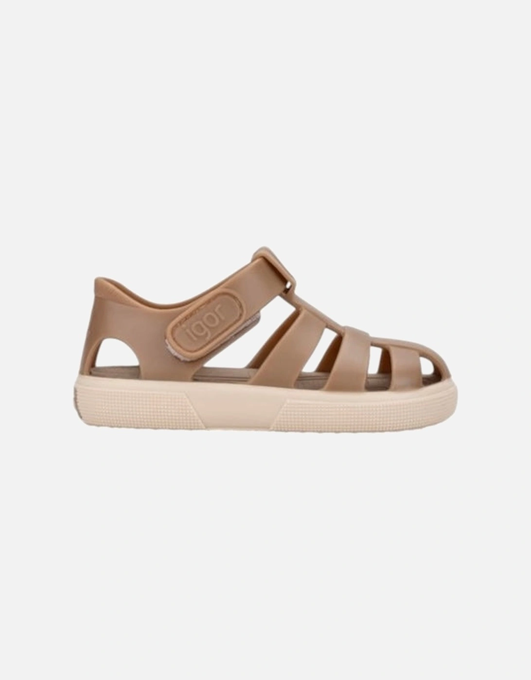 Taupe Two Tone Velcro Strap Jelly Sandals