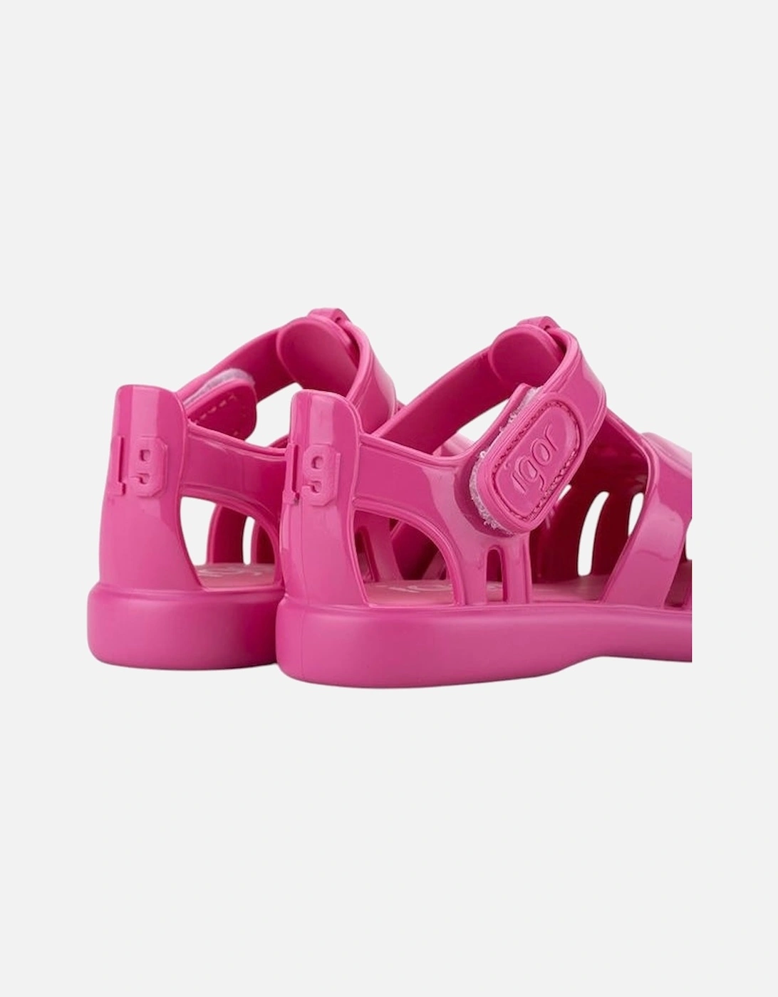 Girls Fuchsia Heart Velcro Strap Tobby Sandals