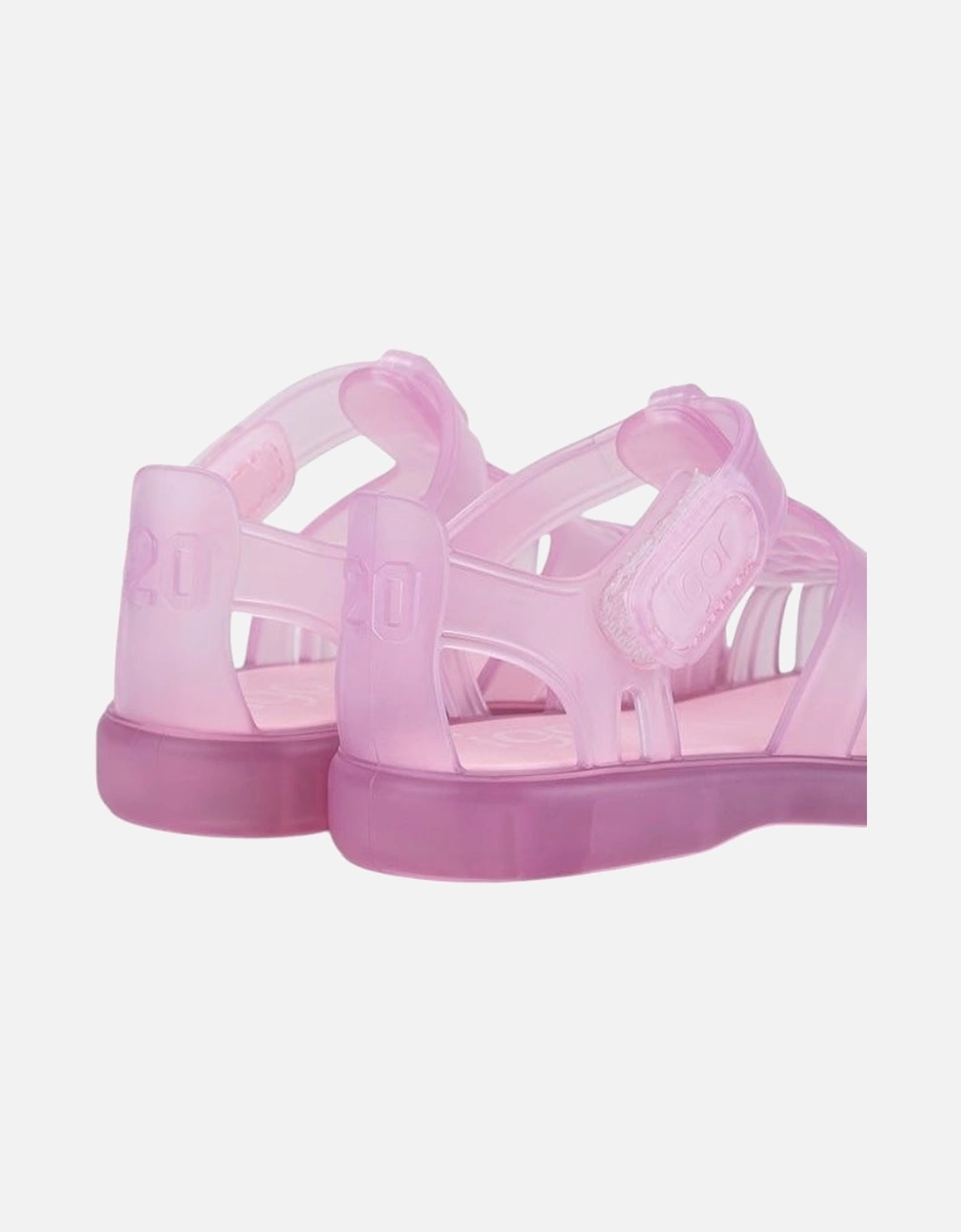 Girls Pale Pink Velcro Strap Tobby Sandals