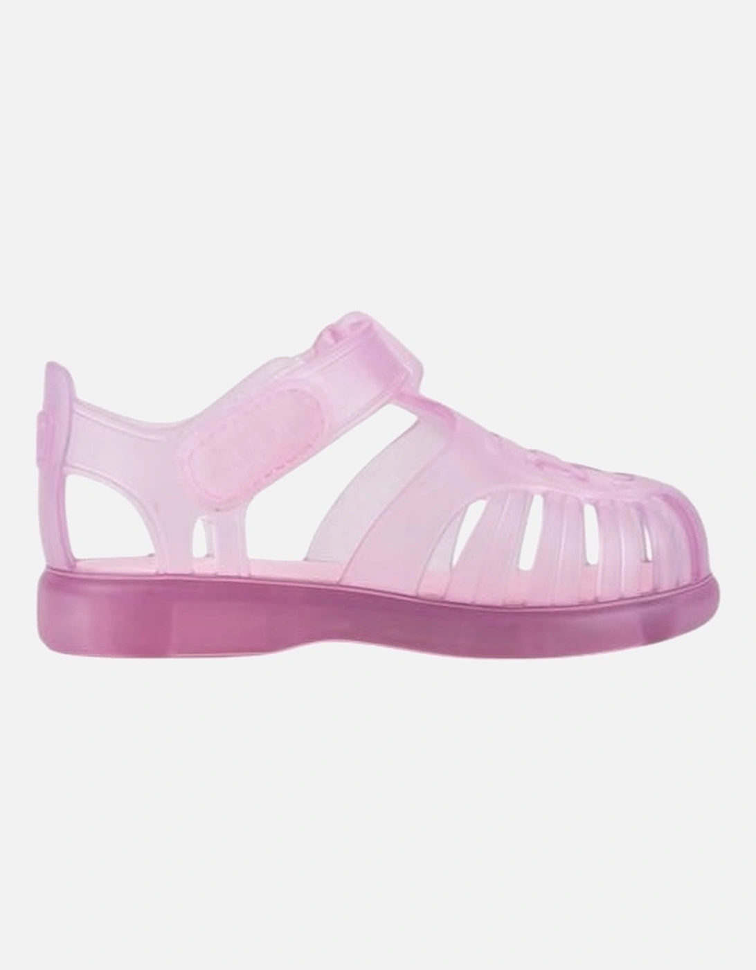 Girls Pale Pink Velcro Strap Tobby Sandals