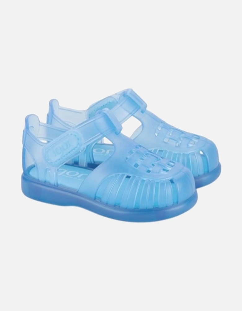 Boys Pale Blue Velcro Strap Tobby Sandals