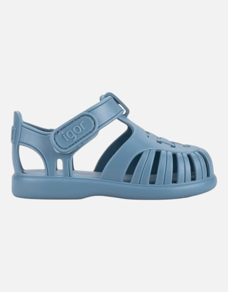 Boys Ocean Blue Velcro Strap Tobby Sandals