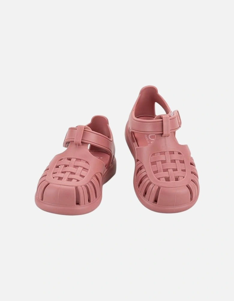 Girls Rose Pink Velcro Strap Tobby Sandals