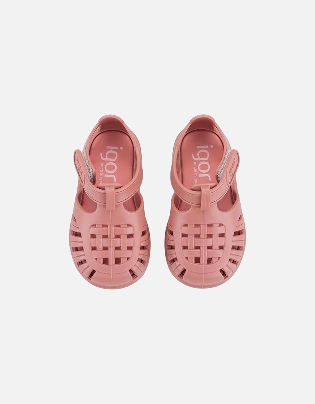 Girls Rose Pink Velcro Strap Tobby Sandals