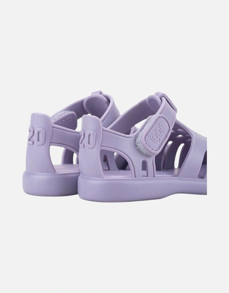 Girls Lilac Velcro Strap Tobby Sandals