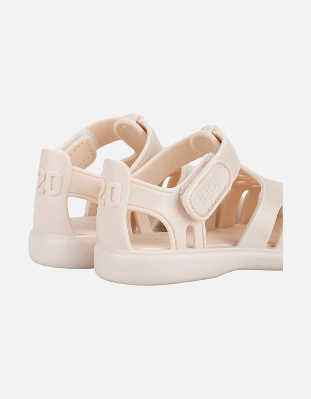 Cream Velcro Strap Tobby Sandals