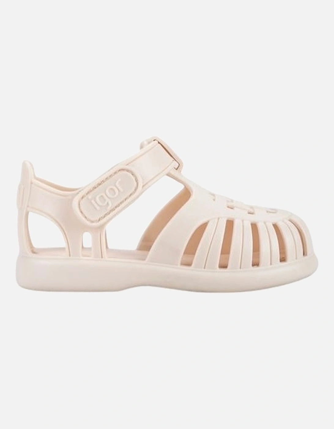 Cream Velcro Strap Tobby Sandals